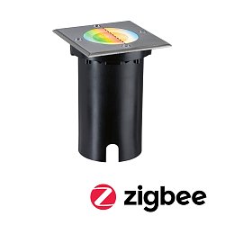 Obrázek pro produkt LED zemní svítidlo Smart Home Zigbee 3.0 Floor IP67 hranaté 110x110mm RGBW+ 4,9W 230V kov kartáčovaný hliník - PAULMANN