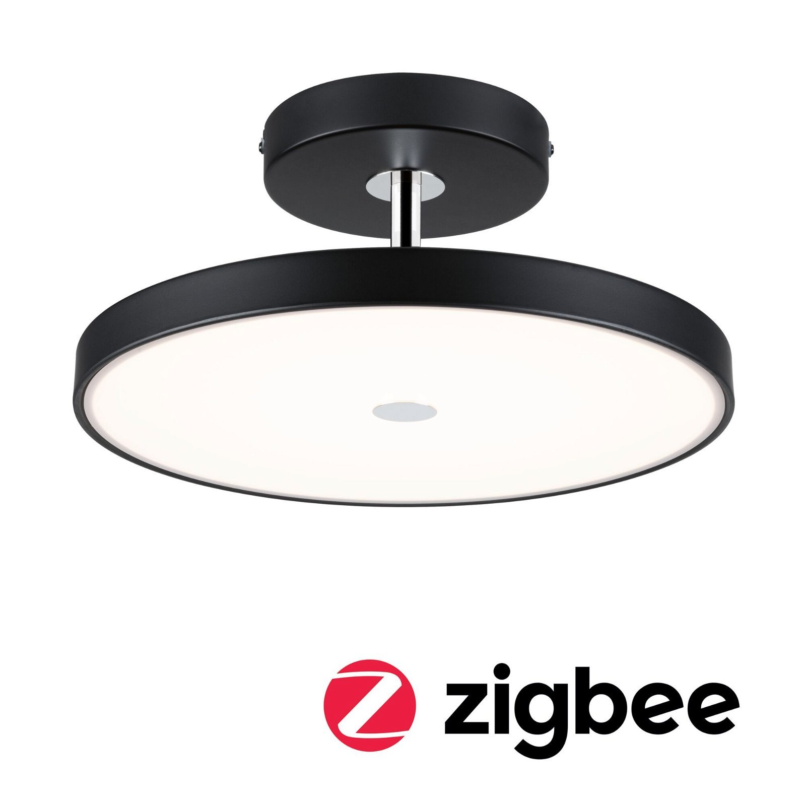 P 96776 LED stropní svítidlo Smart Home Zigbee 3.0 Hildor 2700K 230V 25W stmívatelné černá mat/chrom - PAULMANN