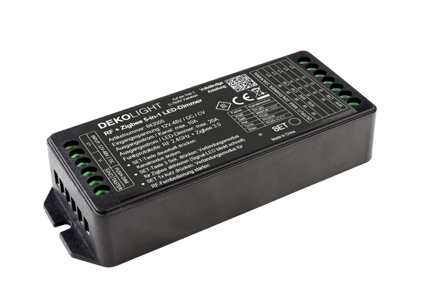 IMPR 843505 Deko-Light RF-smart, LED stmívač 5v1, 5 kanálový, 12-48V DC, 20A RF / Zigbee 3.0 / Intelli-Push - LIGHT IMPRESSIONS