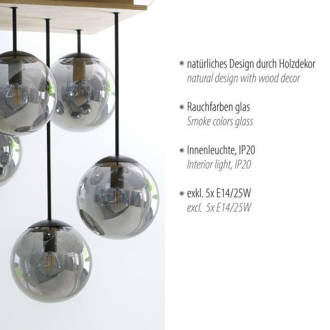 LD 11395-79 GREEN WIDO LED stropní svítidlo 5 ramenné dřevo kouřová barva v udržitelném designu IP20 - LEUCHTEN DIREKT / JUST LIGHT (obrázek 3)
