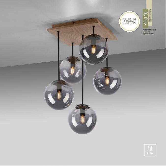 LD 11395-79 GREEN WIDO LED stropní svítidlo 5 ramenné dřevo kouřová barva v udržitelném designu IP20 - LEUCHTEN DIREKT / JUST LIGHT (obrázek 9)