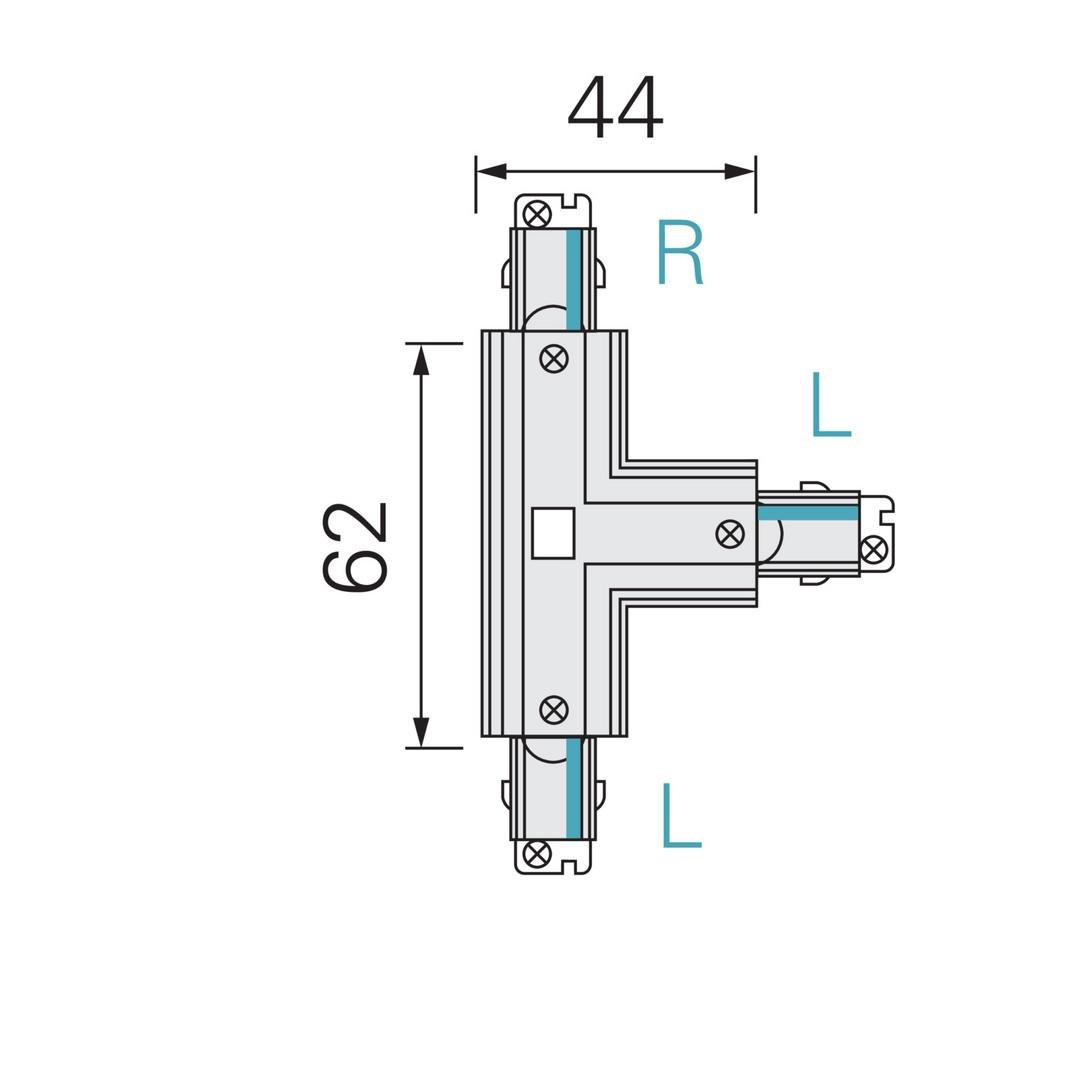 IMPR 720025 Deko-Light 1-fázový kolejnicový systém, D One T-spojka, levé-levé-pravé, 220-240V černá RAL 9011 121 mm (obrázek 4)