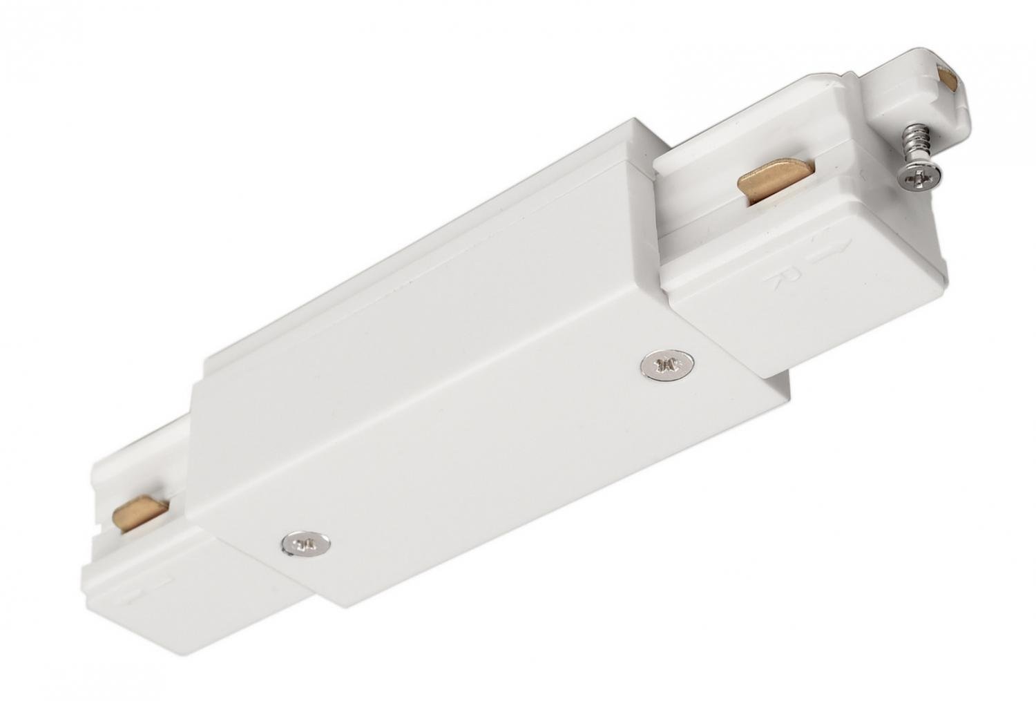 IMPR 720012 Deko-Light 1-fázový kolejnicový systém, D One podélná spojka s napájením levé-pravé, 220-240V bílá RAL 9016 121 mm - LIGHT IMPRESSIONS
