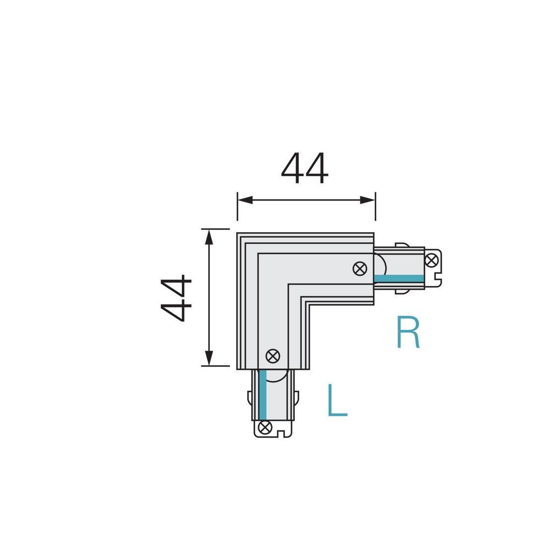 IMPR 720016 Deko-Light 1-fázový kolejnicový systém, D One 90°-spojka, levé, 220-240V bílá RAL 9016 73 mm (obrázek 4)