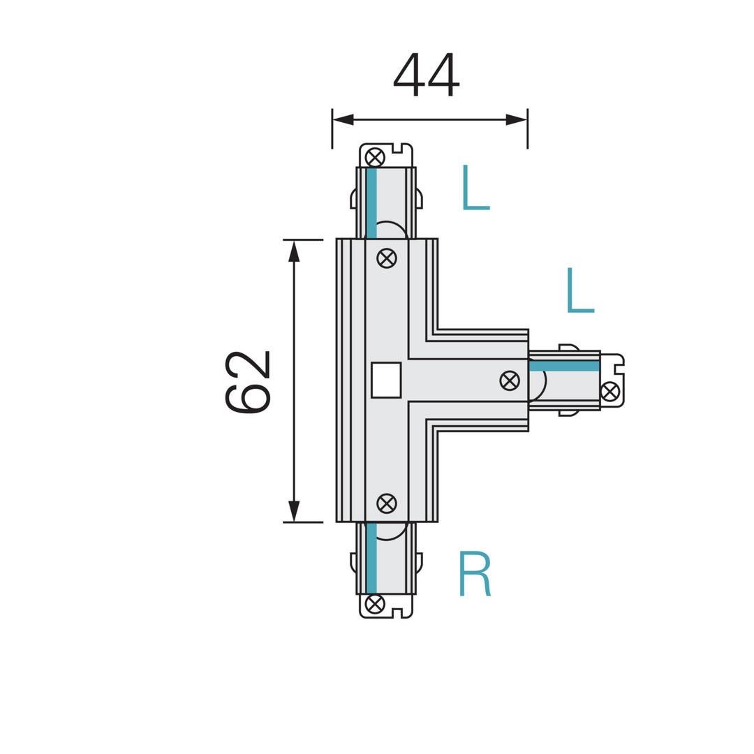 IMPR 720026 Deko-Light 1-fázový kolejnicový systém, D One T-spojka, pravé-levé-levé, 220-240V bílá RAL 9016 121 mm (obrázek 4)