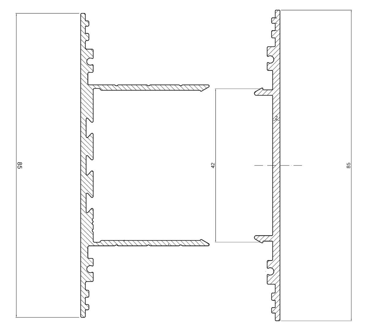 IMPR 970586 Deko-Light profil, PLANO BSH pro montáž na stěnu, 85 x 38mm, černá LED-nosič, 2m, hliník, černá, hloubka černá 2000 mm (obrázek 4)