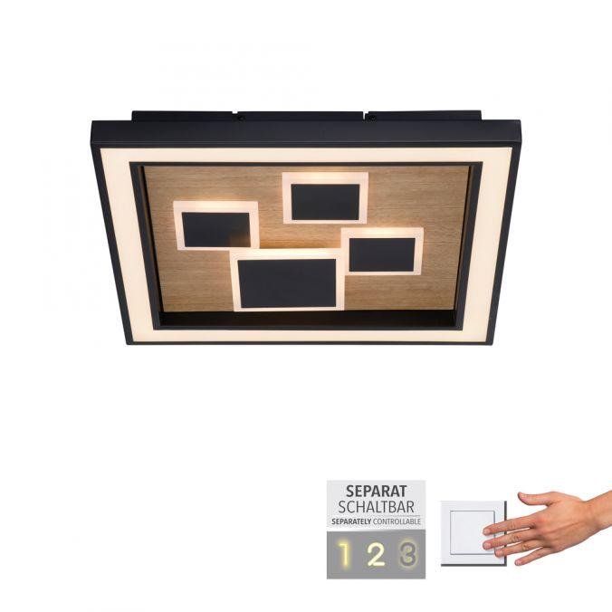PN 6283-79 ELIZA LED stropní svítidlo hranaté dřevo přírodní dub nastavitelné scény vypínačem 3000K - PAUL NEUHAUS