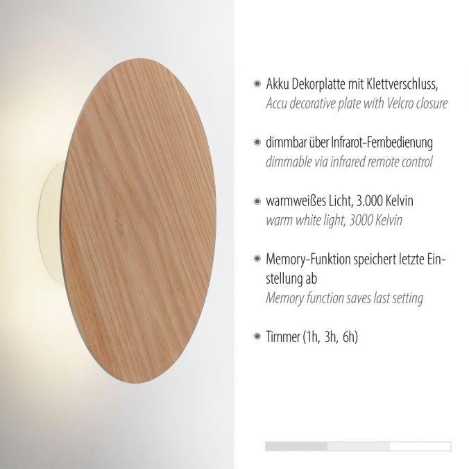 PN 8153-79 AKKU PUNTU LED svítidlo na baterie 25cm přírodní dřevo s časovačem USB stmívatelné 3000K - PAUL NEUHAUS (obrázek 3)