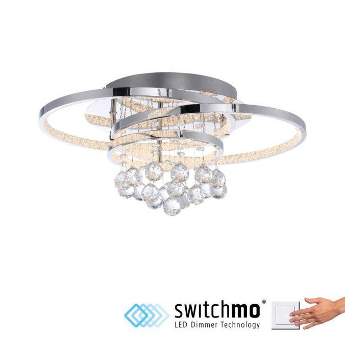 PN 6267-17 ROTAZO LED stropní svítidlo chrom s křišťalovými přívěsky krokově stmívatelné 3000K - PAUL NEUHAUS