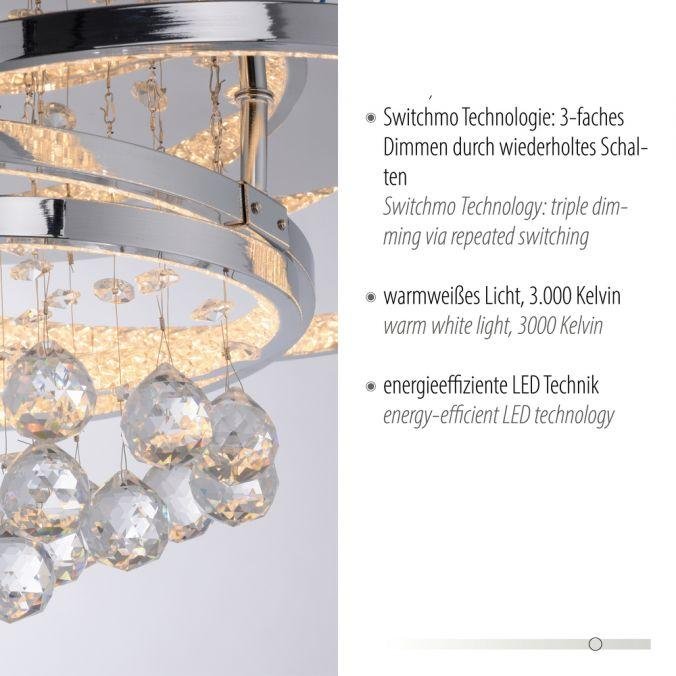 PN 6267-17 ROTAZO LED stropní svítidlo chrom s křišťalovými přívěsky  krokově stmívatelné 3000K - PAUL NEUHAUS (obrázek 3)