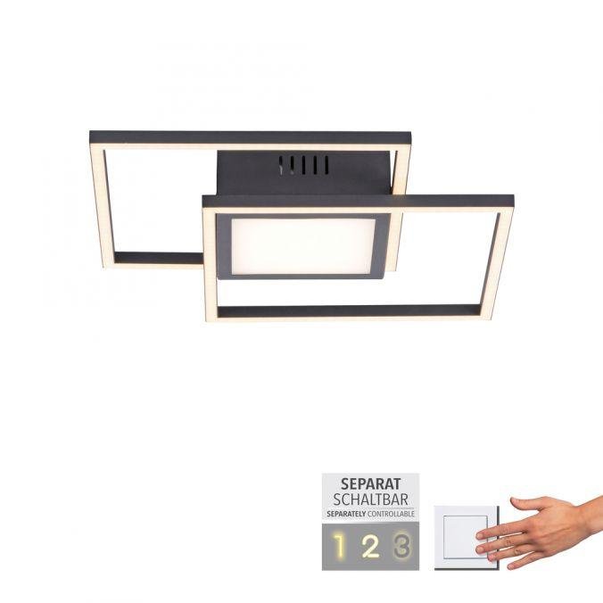 LD 14144-18 ASMIN LED stropní svítidlo černé hranaté s nastavitelnými zónami klasickým vypínačem 3000K - LEUCHTEN DIREKT / JUST LIGHT