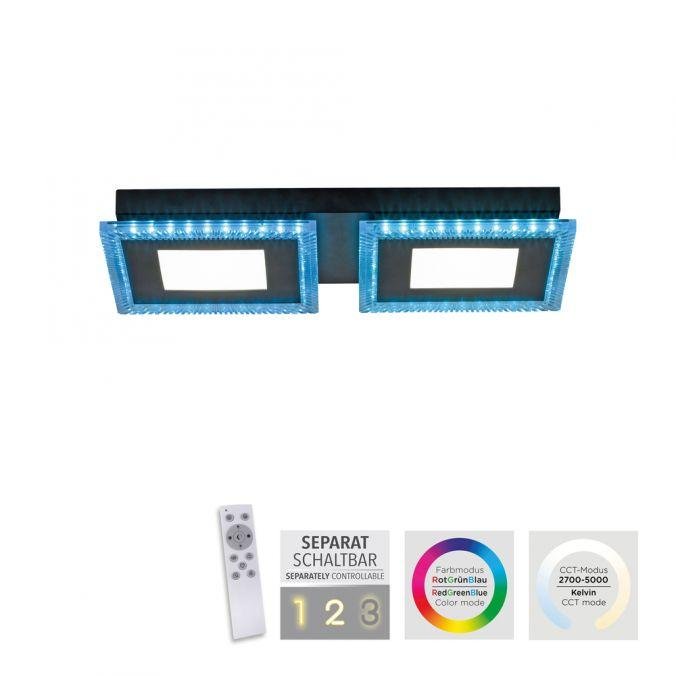 LD 14512-18 ACRI LED stropní svítidlo černé RGB, CCT stmívatelné s dálkovým ovládáním RGB+2700-5000K - LEUCHTEN DIREKT / JUST LIGHT