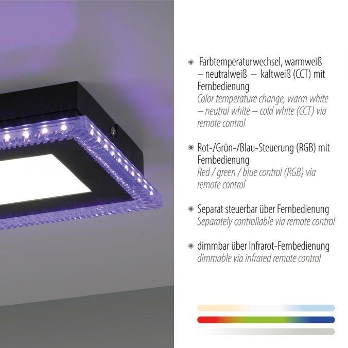 LD 14512-18 ACRI LED stropní svítidlo černé RGB, CCT stmívatelné s dálkovým ovládáním RGB+2700-5000K - LEUCHTEN DIREKT / JUST LIGHT (obrázek 3)