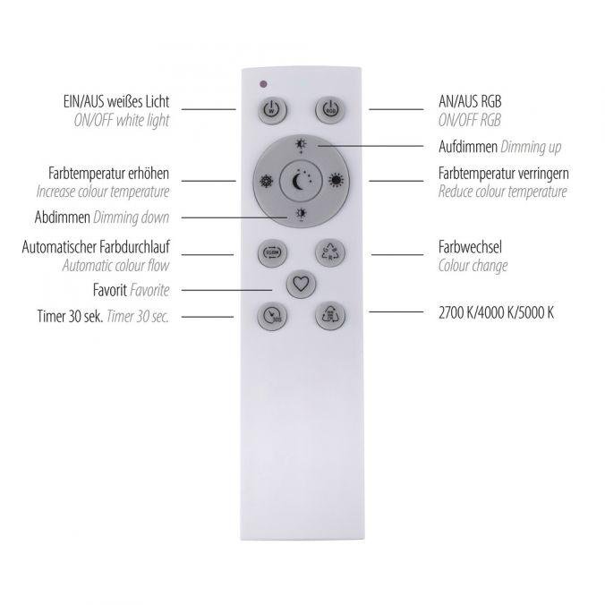 LD 14512-18 ACRI LED stropní svítidlo černé RGB, CCT stmívatelné s dálkovým ovládáním RGB+2700-5000K - LEUCHTEN DIREKT / JUST LIGHT (obrázek 7)