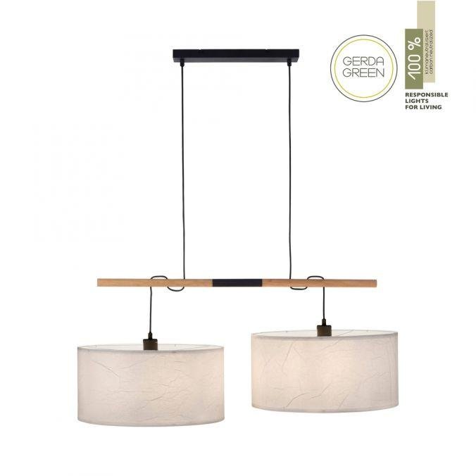 LD 14182-16 GREEN SOFI LED závěsné svítidlo černé s imitací dřeva 2 ramenné nadčasový design - LEUCHTEN DIREKT / JUST LIGHT