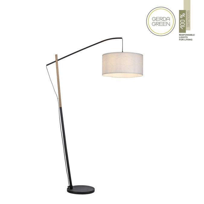 LD 14185-16 GREEN SOFI LED stojací svítidlo černé s imitací dřeva šňůrový vypínač nadčasový design - LEUCHTEN DIREKT / JUST LIGHT