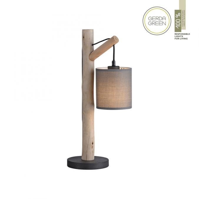 LD 15784-29 GREEN TRIB LED stolní lampa přírodní dřevo 1 ramenné látkové stínidlo venkovský design do interiéru - LEUCHTEN DIREKT / JUST LIGHT
