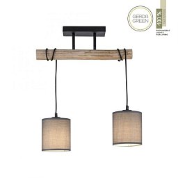 Obrázek pro produkt GREEN TRIB LED stropní svítidlo přírodní dřevo 2 ramenné látkové stínidlo venkovský design do interiéru - LEUCHTEN DIREKT / JUST LIGHT