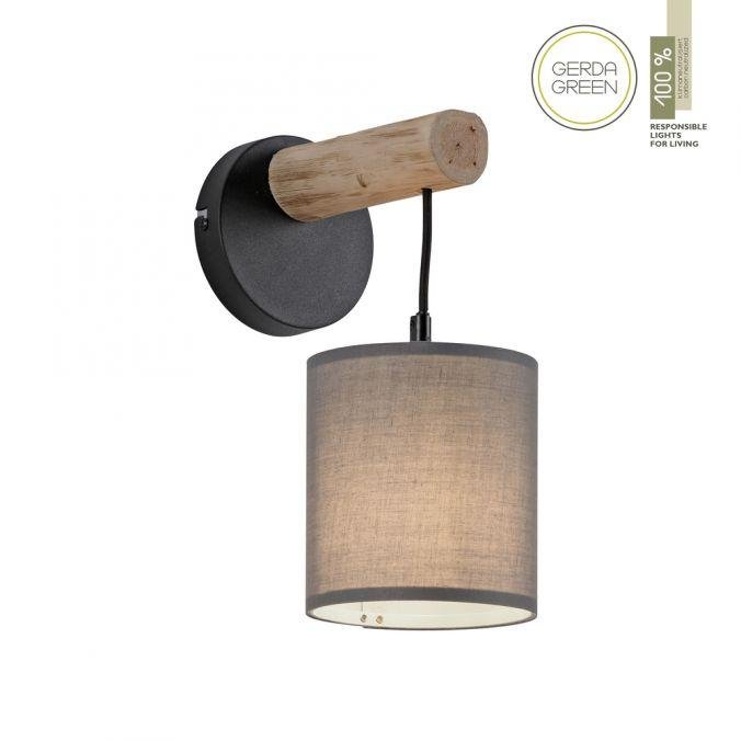 LD 15781-29 GREEN TRIB LED nástěnné svítidlo přírodní dřevo 1 ramenné látkové stínidlo venkovský design do interiéru - LEUCHTEN DIREKT / JUST LIGHT