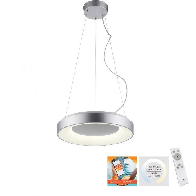 LD 17075-21 KETO ANIKA LED závěsné svítidlo stříbrné ovládané přes aplikaci Tuya stmívatelné RGB+CCT RGB+2700-5000K - LEUCHTEN DIREKT / JUST LIGHT