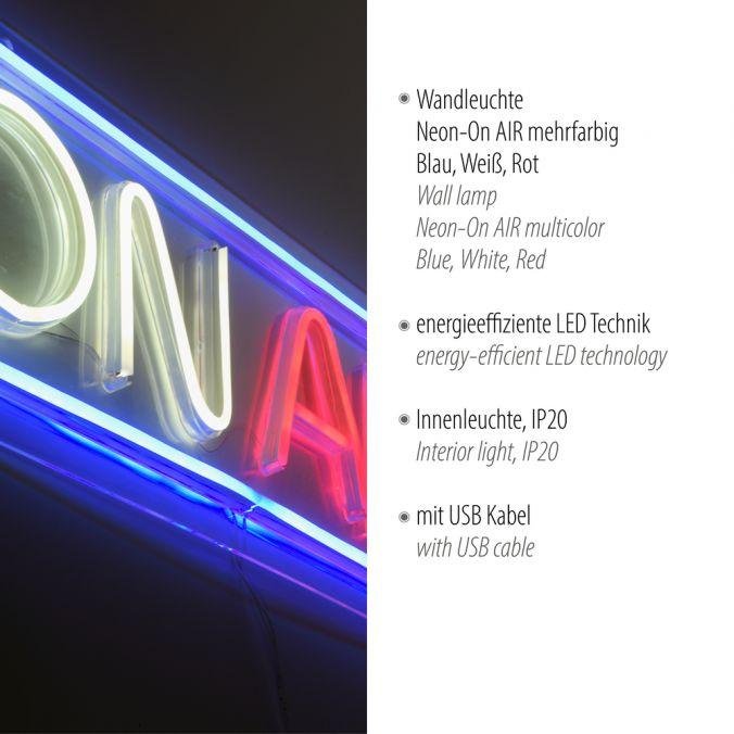 LD 85023-70 NEON-ONAIR LED nástěnné svítidlo USB vícebarevné šňůrový vypínač dekorativní - LEUCHTEN DIREKT / JUST LIGHT (obrázek 3)