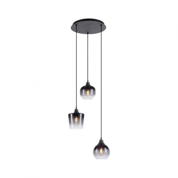 LD 15424-18 ZEA LED závěsné svítidlo černé 3 ramenné kouřové sklo moderní do interiéru - LEUCHTEN DIREKT / JUST LIGHT