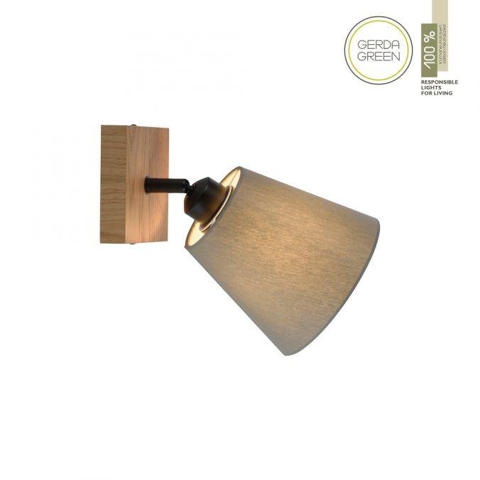LD 11581-79 GREEN MICH LED nástěnné svítidlo přírodní dřevo 1 ramenné látkové stínidlo nastavitelné a otočné - LEUCHTEN DIREKT / JUST LIGHT
