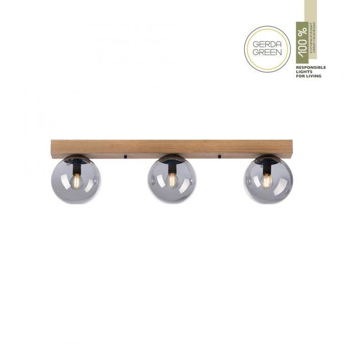 LD 11393-79 GREEN WIDO LED stropní svítidlo 3 ramenné dřevo kouřová barva v udržitelném designu IP20 - LEUCHTEN DIREKT / JUST LIGHT