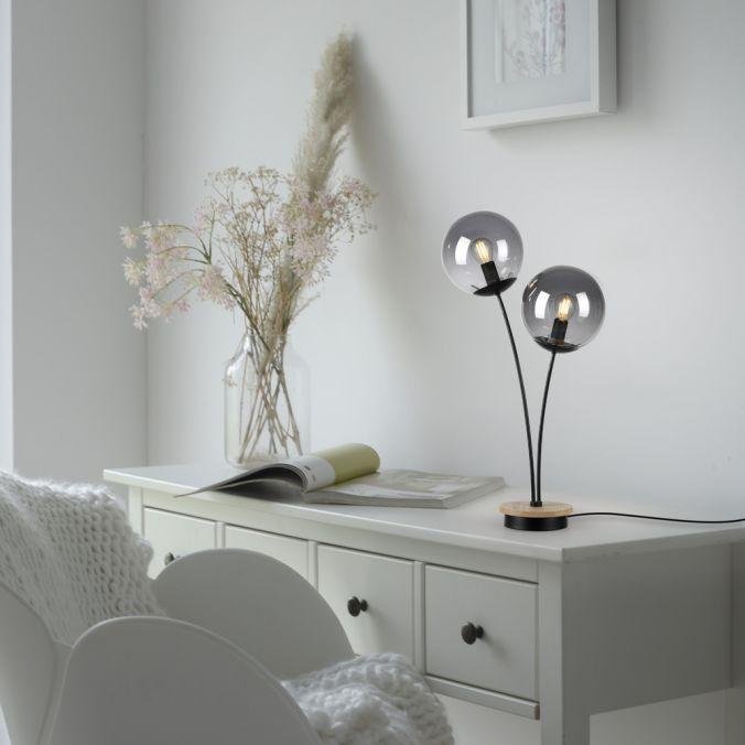 LD 11390-79 GREEN WIDO LED stolní lampa dřevo kouřová barva šňůrový vypínač IP20 do interiéru - LEUCHTEN DIREKT / JUST LIGHT (obrázek 2)