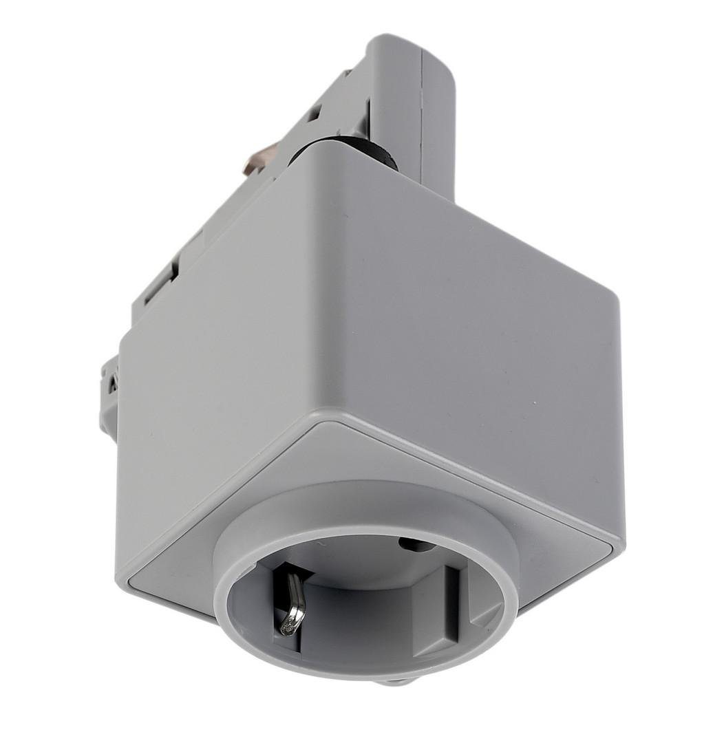 IMPR 710025 Deko-Light 3-fázový kolejnicový systém, D Line adaptér se zásuvkou, 220-240V 1440W šedá RAL 7040 58,5 mm - LIGHT IMPRESSIONS