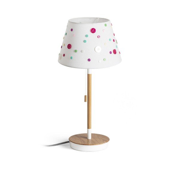 RED R14037 KEITH/DELISA stolní s USB bílá knoflíky/buk 230V E27 7W - RED - DESIGN RENDL