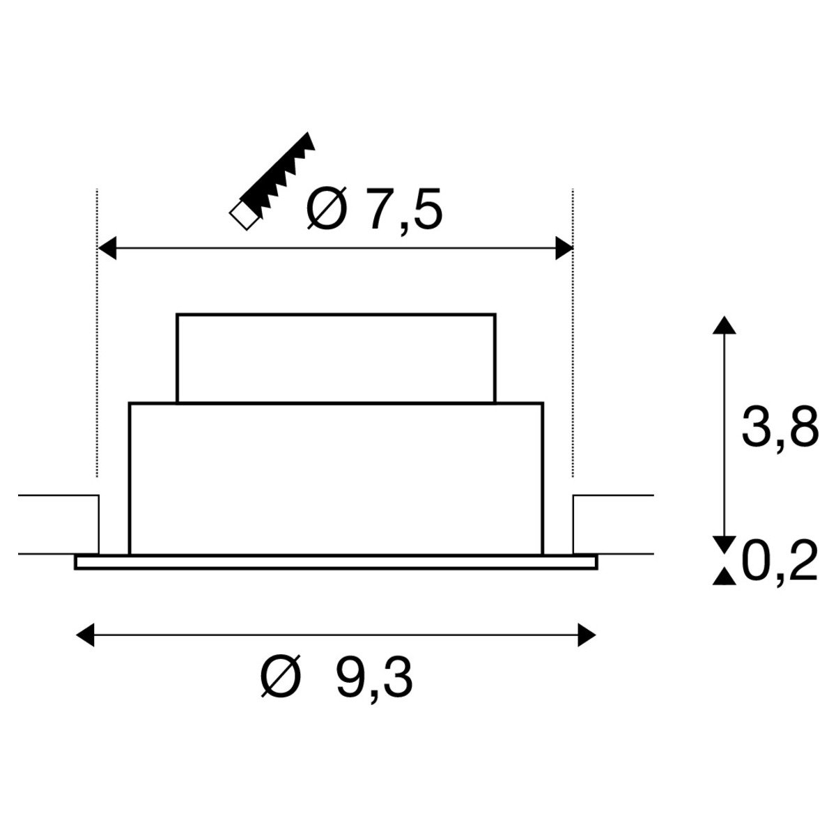 LA 1007402 NEW TRIA® 75 stropní vestavné svítidlo, 2700K, 38°, IP 20, kulaté, černá - BIG WHITE (SLV) (obrázek 4)