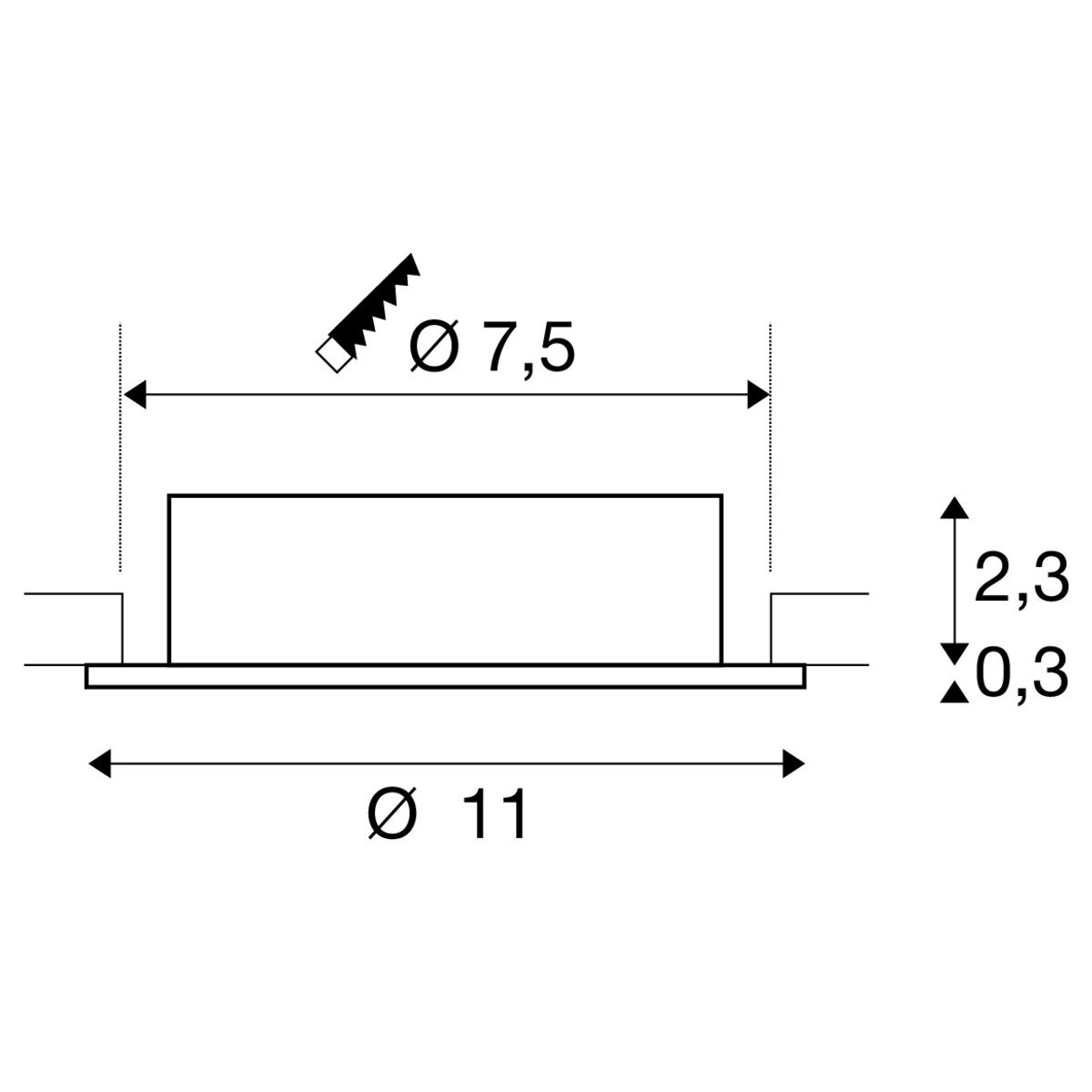 LA 1007624 NEW TRIA® 75 XL stropní vestavné svítidlo, kulaté, max. 10W, GU10, bílá - BIG WHITE (SLV) (obrázek 4)