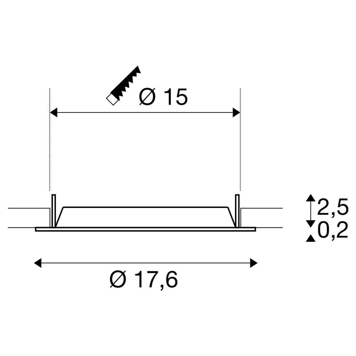 LA 1007482 DOWNLIGHT V 150 lehce zapuštěný kryt bílá - BIG WHITE (SLV) (obrázek 6)
