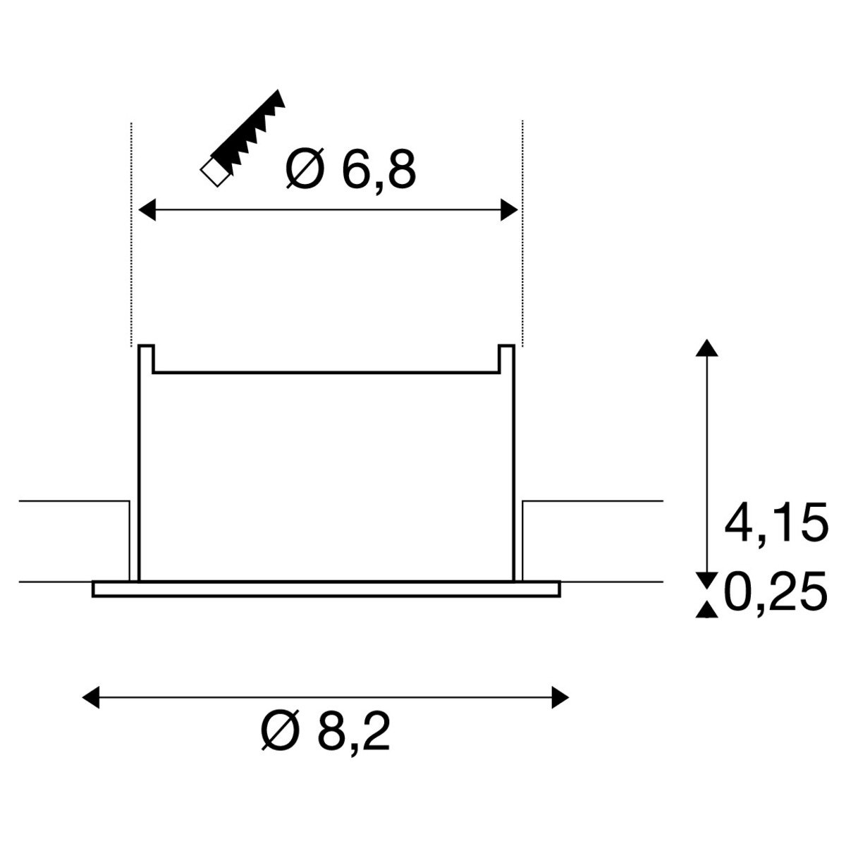 LA 1007453 NEW TRIA® 68 kroužek pro vestavbu do stropu, prohloubený, D: 8,2 H: 4,4 cm, IP 20, bílá - BIG WHITE (SLV) (obrázek 4)