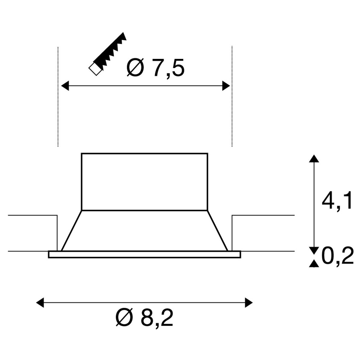 LA 1007489 NEW TRIA® 75 kroužek pro vestavbu do stropu, prohloubený, D: 8,2 H: 4,3 cm, IP 20, bílá - BIG WHITE (SLV) (obrázek 4)