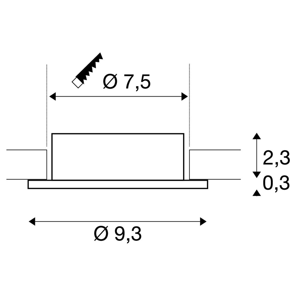 LA 1007343 NEW TRIA® 75 kroužek pro vestavbu do stropu, D: 9,3 H: 2,6 cm, IP 20, černá - BIG WHITE (SLV) (obrázek 7)