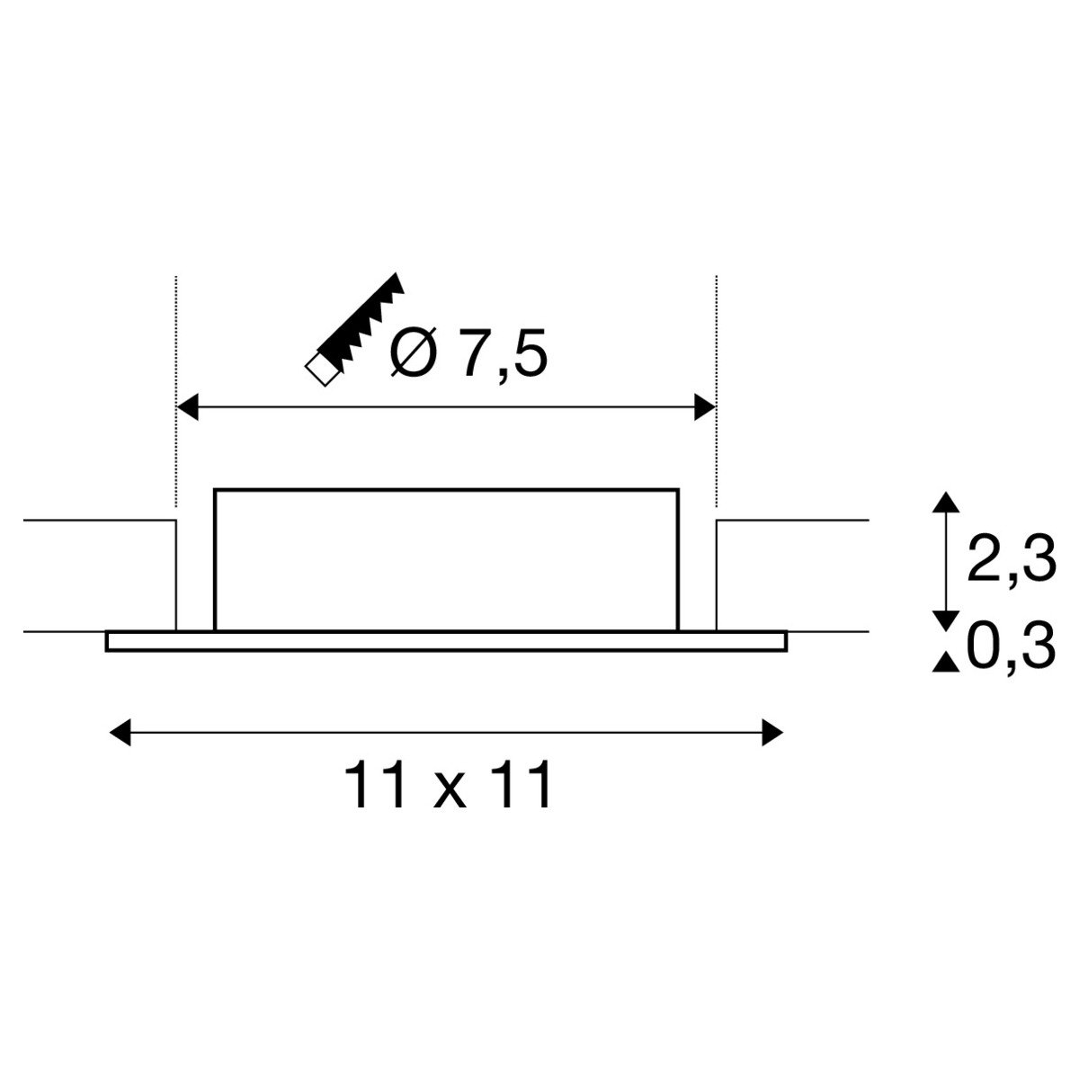 LA 1007635 NEW TRIA® 75 XL kroužek pro vestavbu do stropu, D: 11 Š: 11 H: 2,6 cm, černá - BIG WHITE (SLV) (obrázek 4)