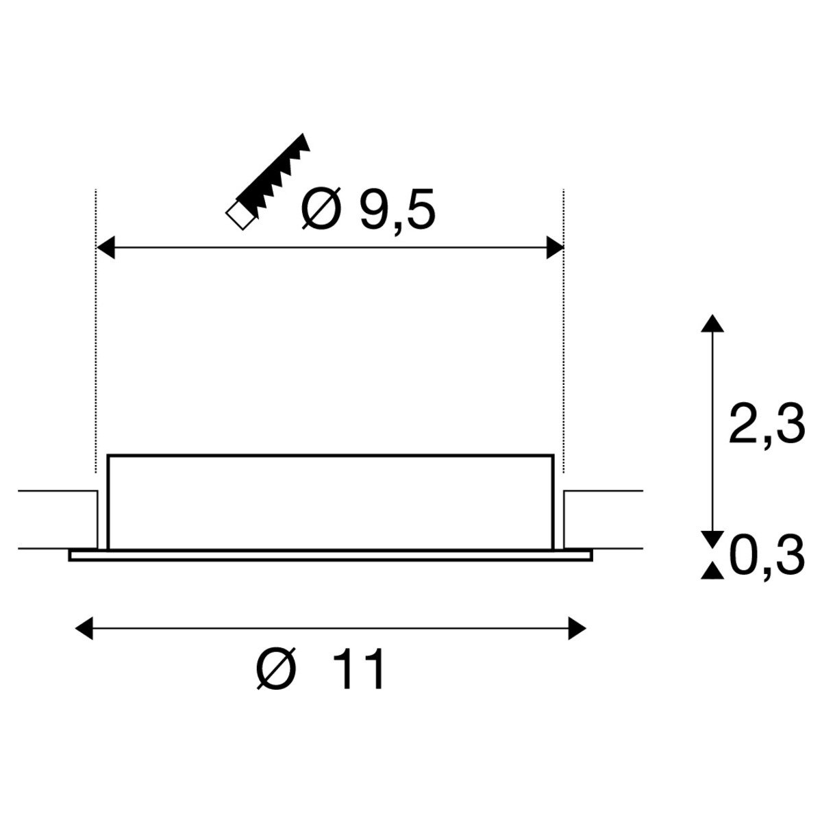 LA 1007443 NEW TRIA® 95 kroužek pro vestavbu do stropu, D: 11 H: 2,6 cm, IP 20, bílá - BIG WHITE (SLV) (obrázek 4)