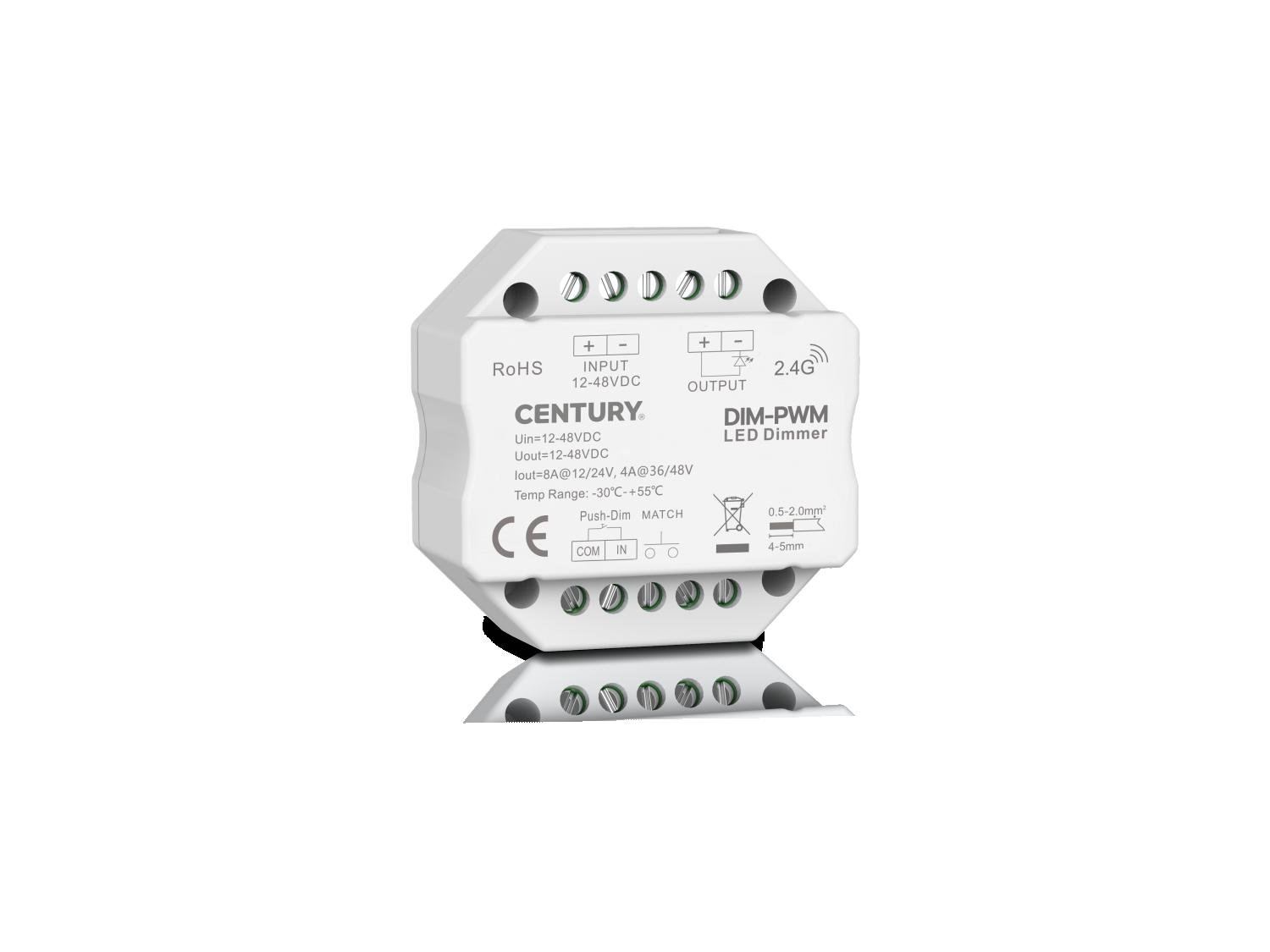 CEN DIM-PWM LED stmívač 12-48V DC PUSH DIM RF 192W - CENTURY