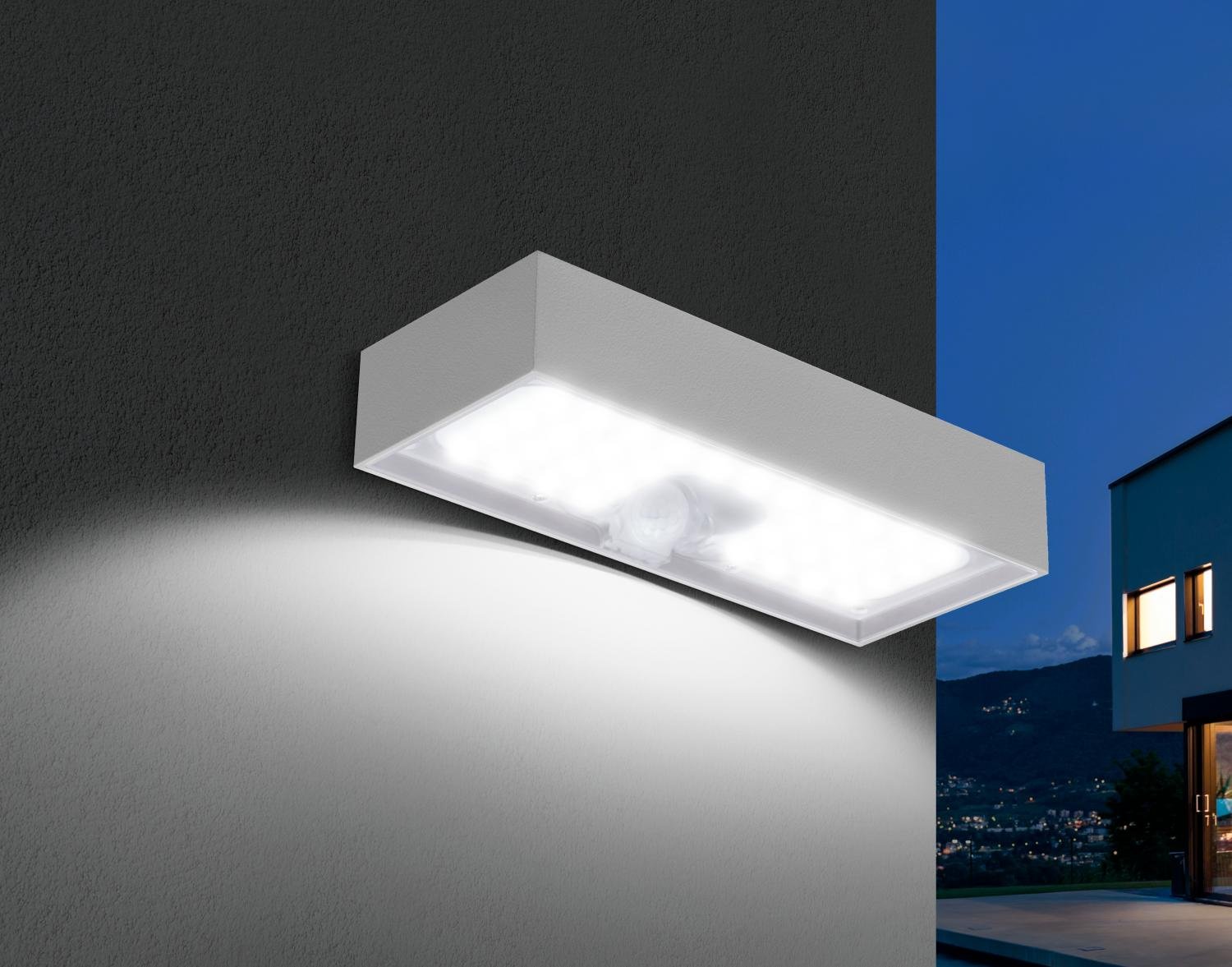 CEN DOMBI-061230 Venkovní nástěnné solární svítidlo LED DOMINO bílá 6W 3000K IP65 - CENTURY