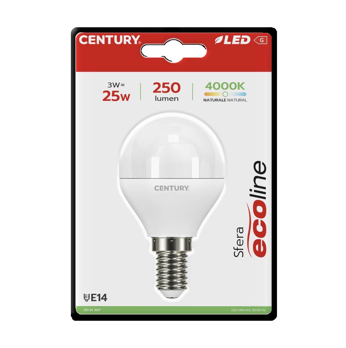 CEN ELH1G-031440BL LED ECOLINE MINI GLOBE 3W E14 4000K 220d - CENTURY