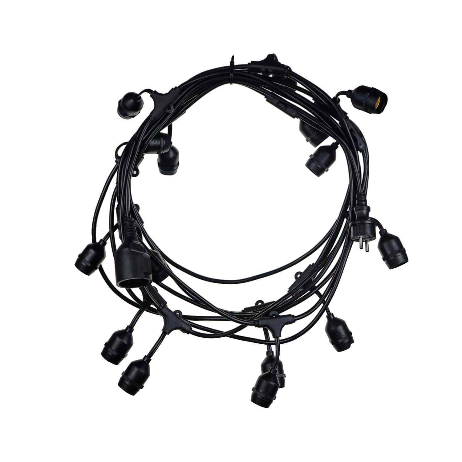 CEN FSTAN-2202700 Venkovní girlanda černá WIRE FIESTA 220-240V 15xE27 IP44 9,27m - CENTURY
