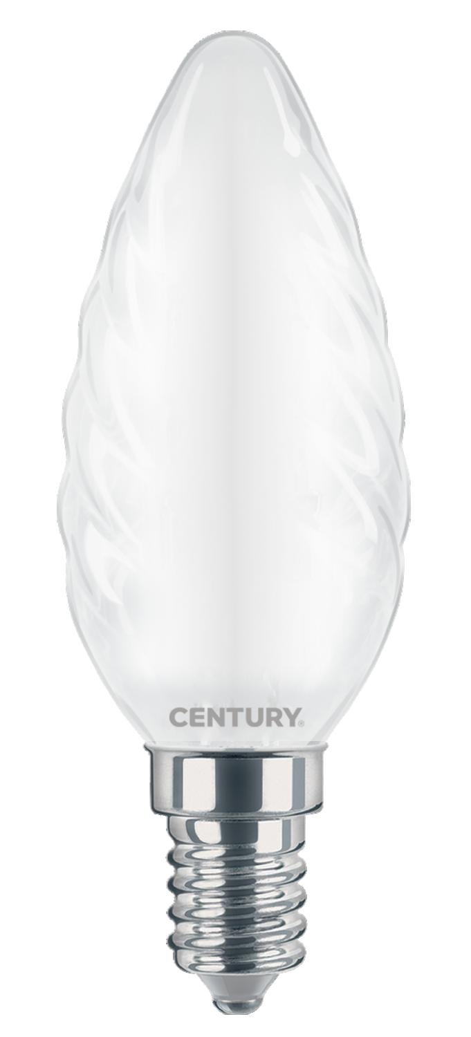 CEN INSTOR-061440 LED FILAMENT CANDLE kroucená SATÉN 6W E14 4000K 360d - CENTURY