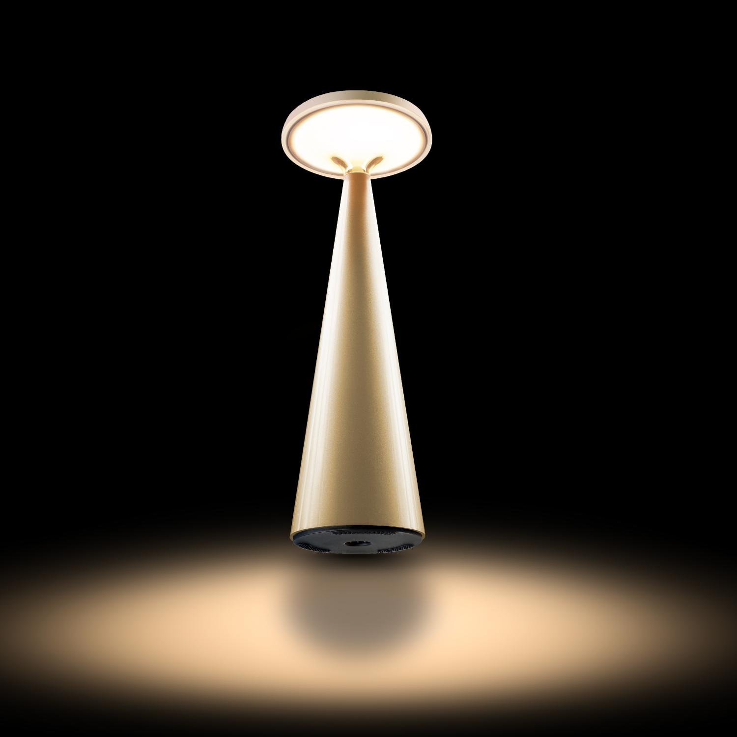 CEN OPRG-022827 Nabíjecí stmívatelné LED stolní svítidlo OPERA zlatá 1,9W 2700K IP44 USB Ra95 s nabíjecí základnou - CENTURY