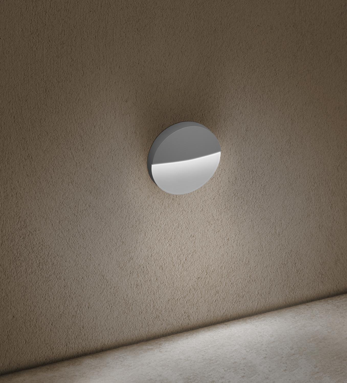 CEN PEOGR-041140 SEGNAPASSO LED PASEO TONDO venkovní nástěnné svítidlo šedá 4W 4000K IP54 - CENTURY