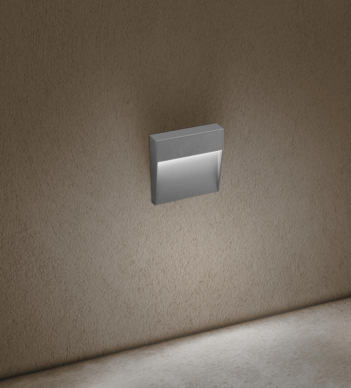 CEN PEOGS-041040 SEGNAPASSO LED PASEO QUADRATO venkovní nástěnné svítidlo šedá 4W 4000K IP54 - CENTURY