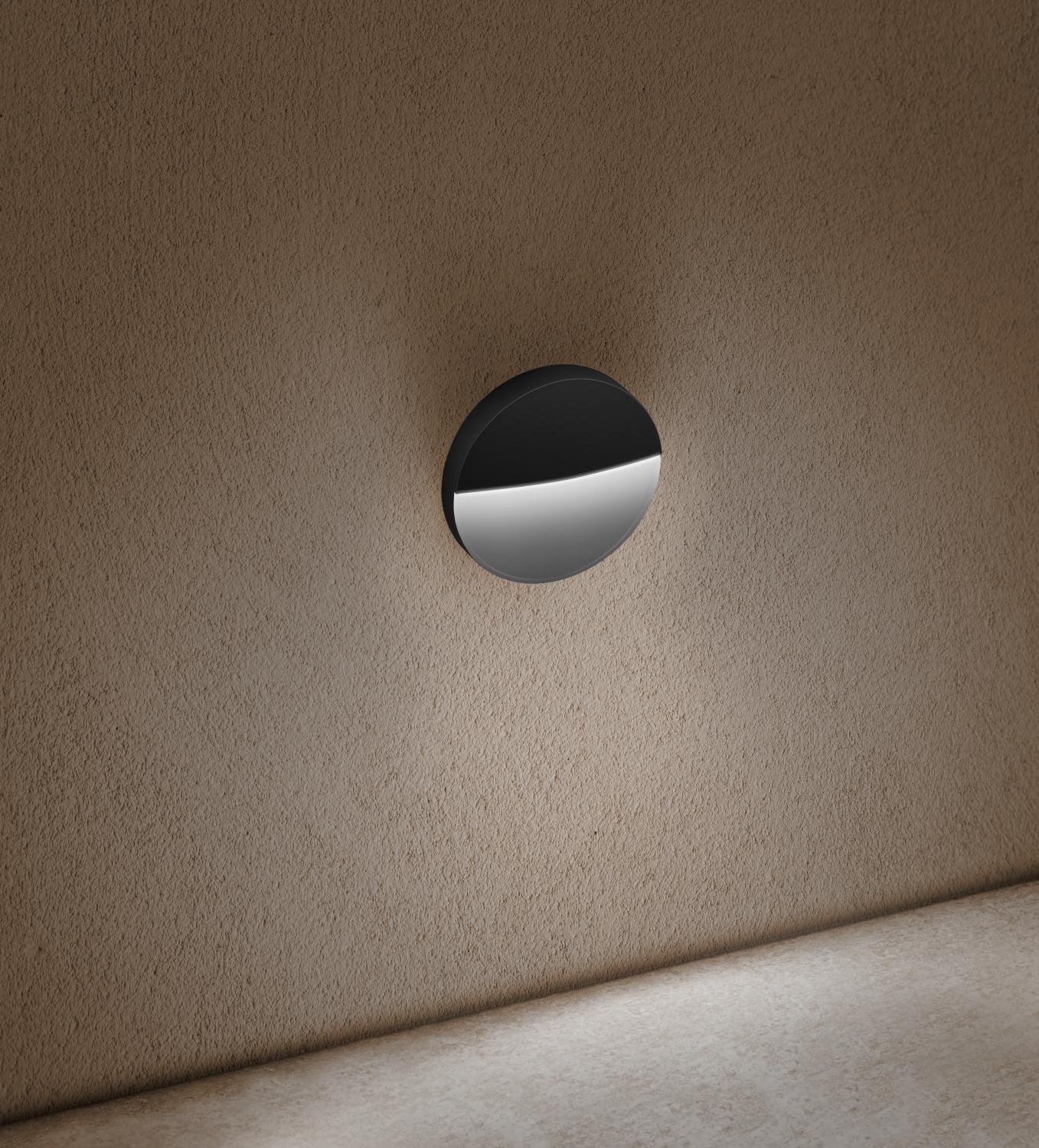 CEN PEONER-041140 SEGNAPASSO LED PASEO TONDO venkovní nástěnné svítidlo černá 4W 4000K IP54 - CENTURY