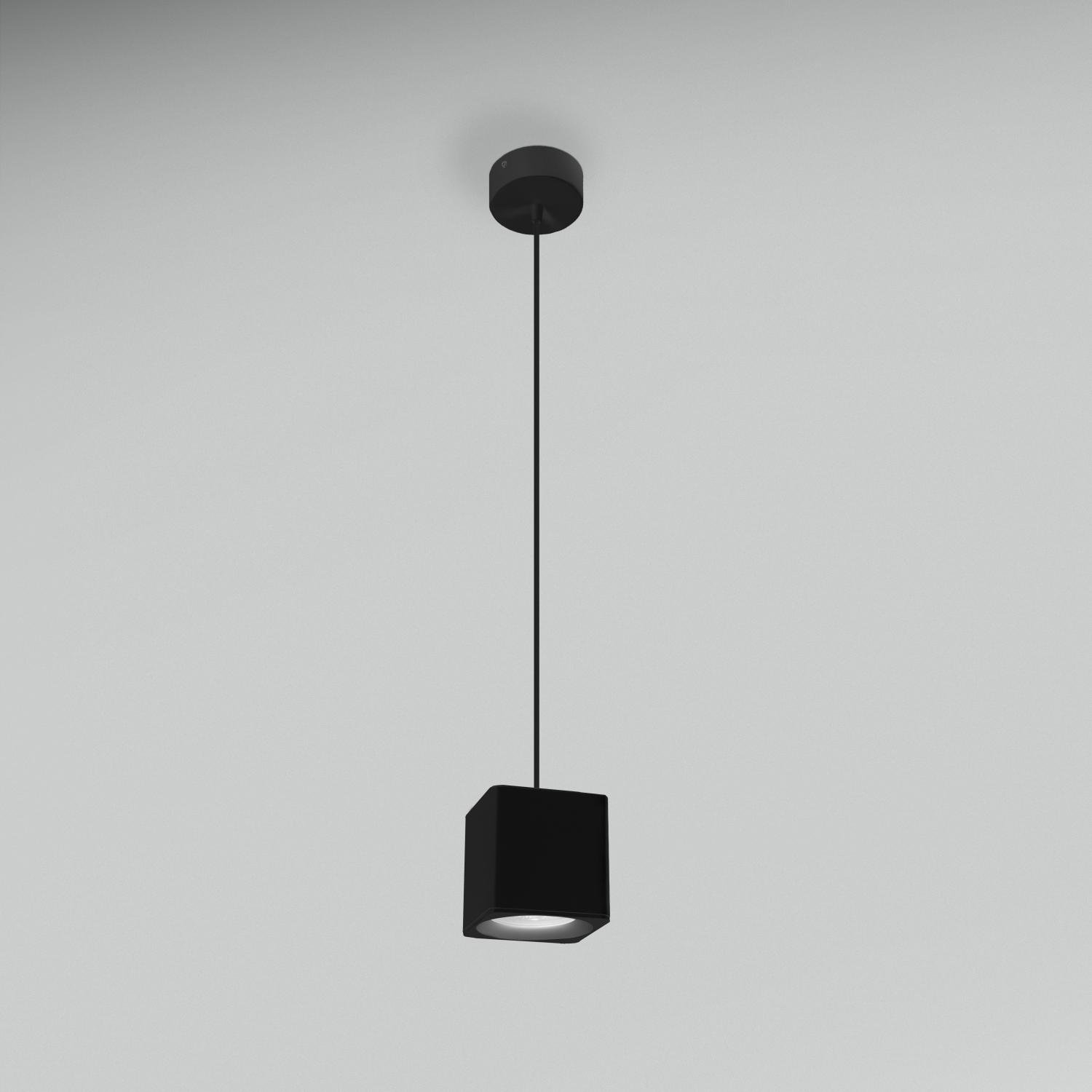 CEN QBNEP-059030 Závěsné LED svítidlo QUBE ČERNÉ 90x90X90mm 5W 230V 3000K 45d IP20 závěs 150cm - CENTURY