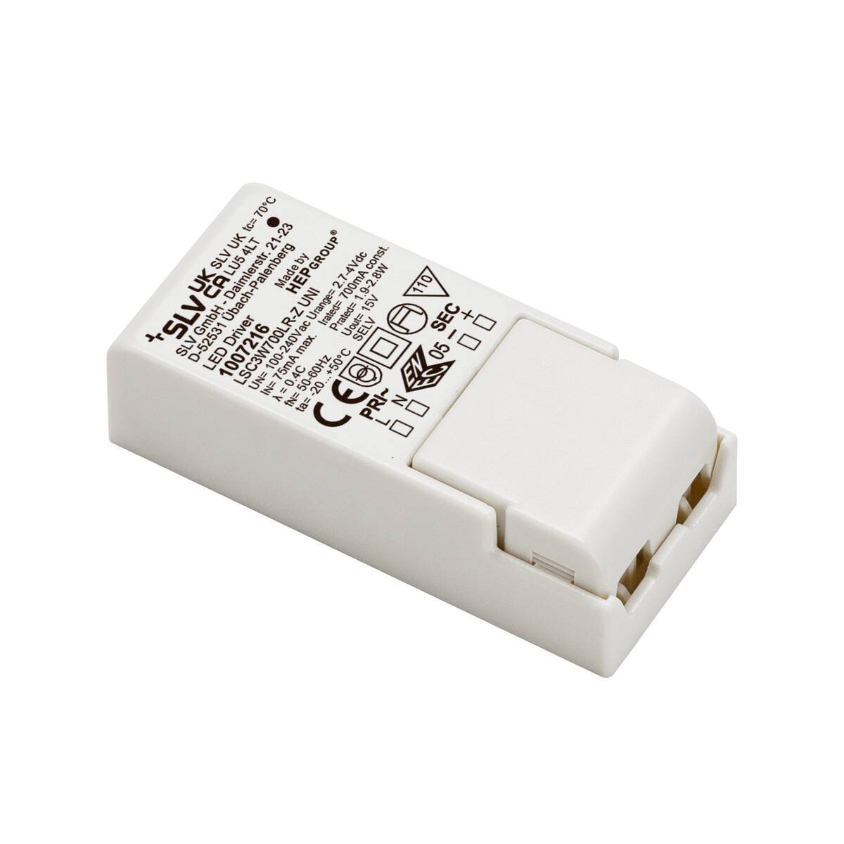LA 1007216 LED driver 3 W 700 mA s odlehčením tahu - BIG WHITE (SLV)